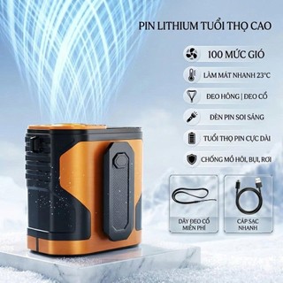 (MẪU MỚI) Quạt Mini Đeo Hông F83 - Quạt Tích Điện - Quạt Kẹp Áo Giảm Nóng Có Đèn LED, Chống Nước