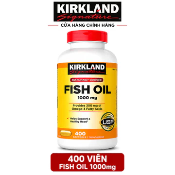 Kirkland Signature Fish Oil 1000mg, Viên Dầu Cá Omega 3 Bổ Sung EPA & DHA Cho Người Lớn