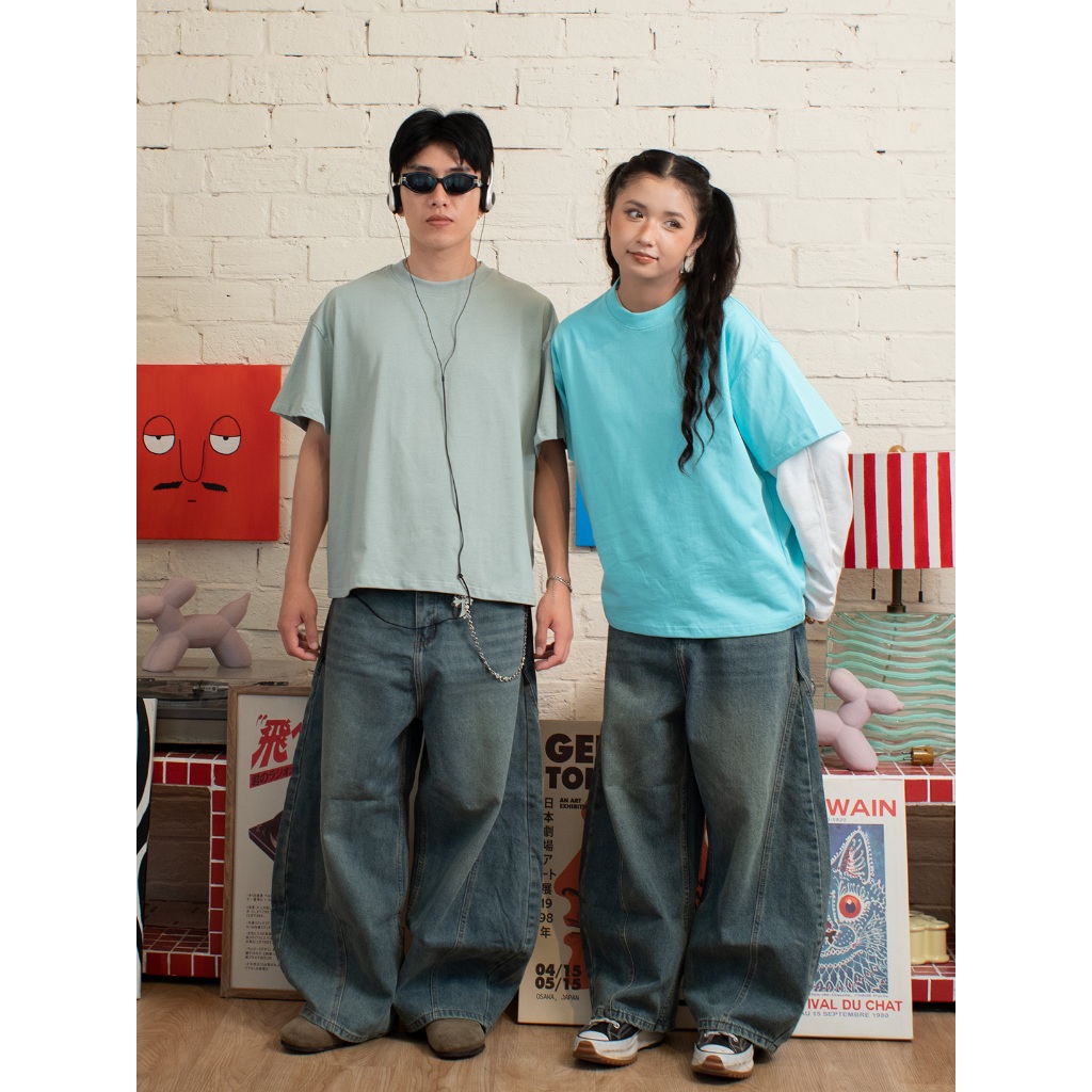 Áo Thun Trơn Local Brand VIBESTU , Áo Thun Boxy Form Rộng Unisex 250Gsm 100% Cotton