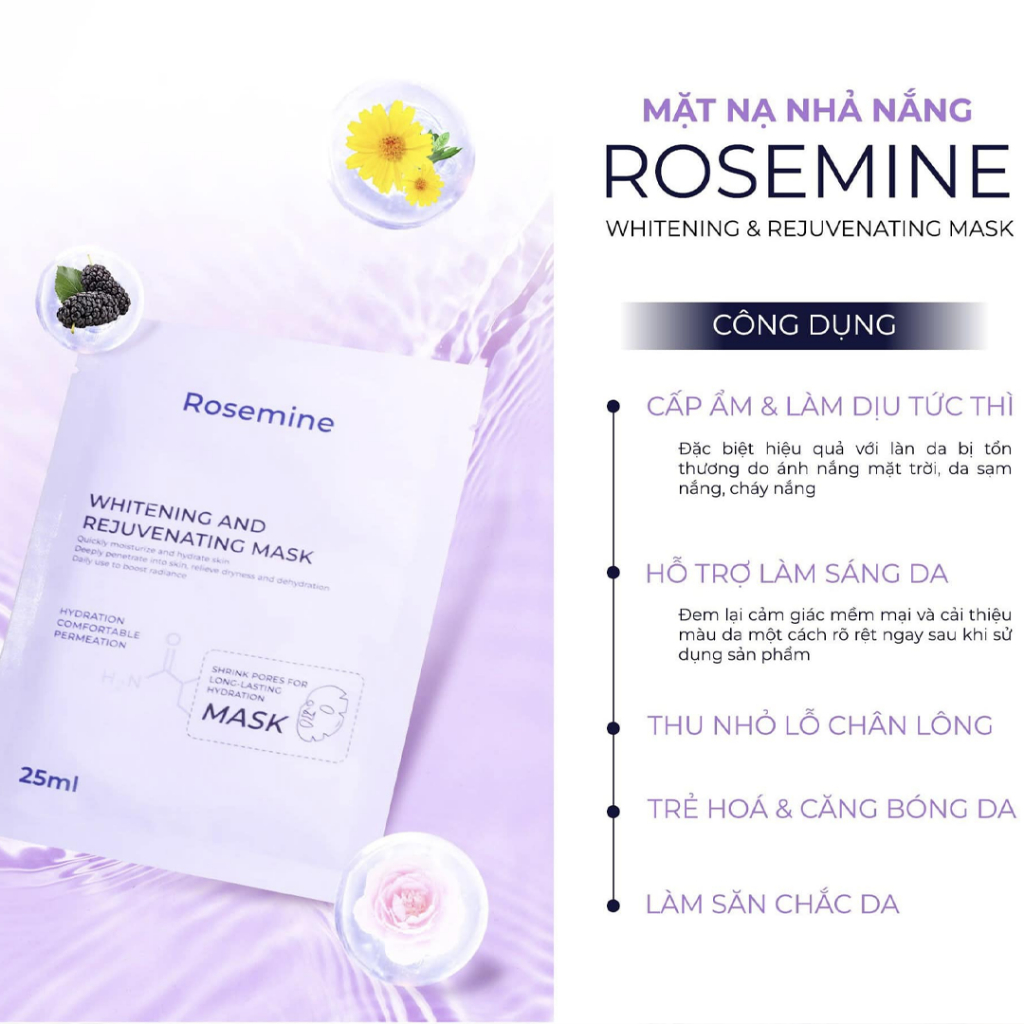 M13_ Mặt nạ Rosemine whitening and rejuvenating mask ( Set 10 miếng)