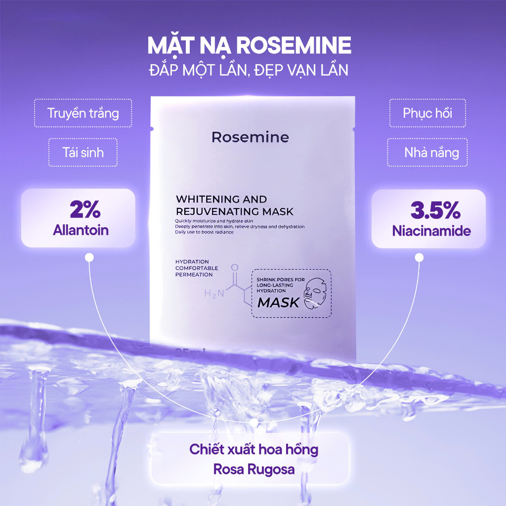 M13_ Mặt nạ Rosemine whitening and rejuvenating mask ( Set 10 miếng)