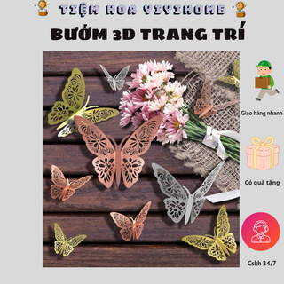 Set 12 Bướm Meka 3D Kích Thước 8-10-12cm Trang Trí Decor Dán Tường Siêu Đẹp, Dụng Cụ Trang Trí Chụp Hình