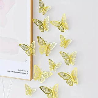 Set 12 Bướm Meka 3D Kích Thước 8-10-12cm Trang Trí Decor Dán Tường Siêu Đẹp, Dụng Cụ Trang Trí Chụp Hình