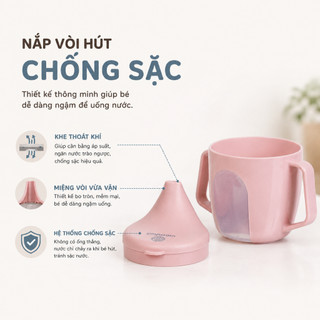 Bình nước trẻ em 240ml nhựa VIỆT NHẬT - Đầu hút chống sặc, tập cho bé uống nước 0106