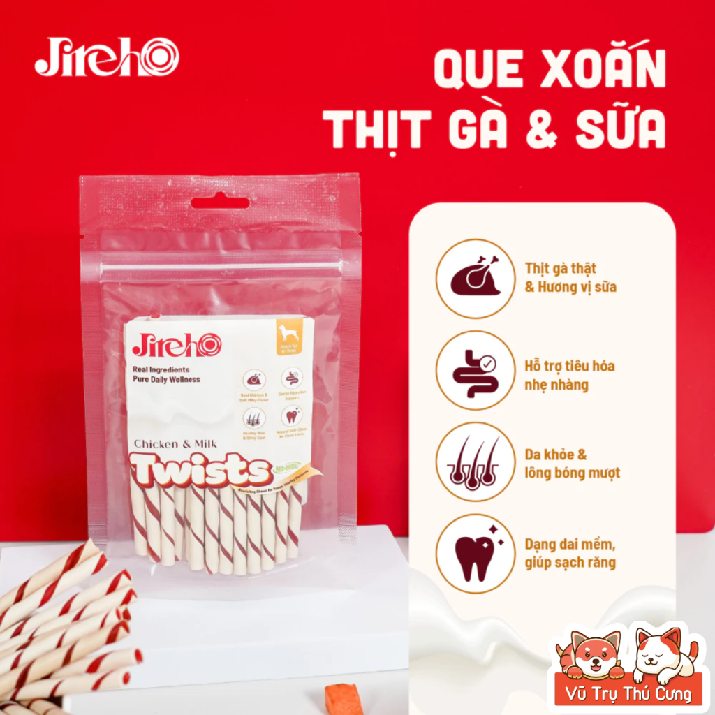 Que Gặm Cho Chó Sạch Răng Thơm Miệng, Bổ Sung Dinh Dưỡng JIREHO 110g