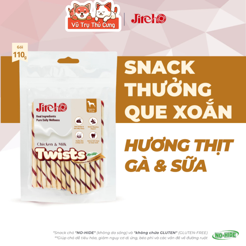 Que Gặm Cho Chó Sạch Răng Thơm Miệng, Bổ Sung Dinh Dưỡng JIREHO 110g