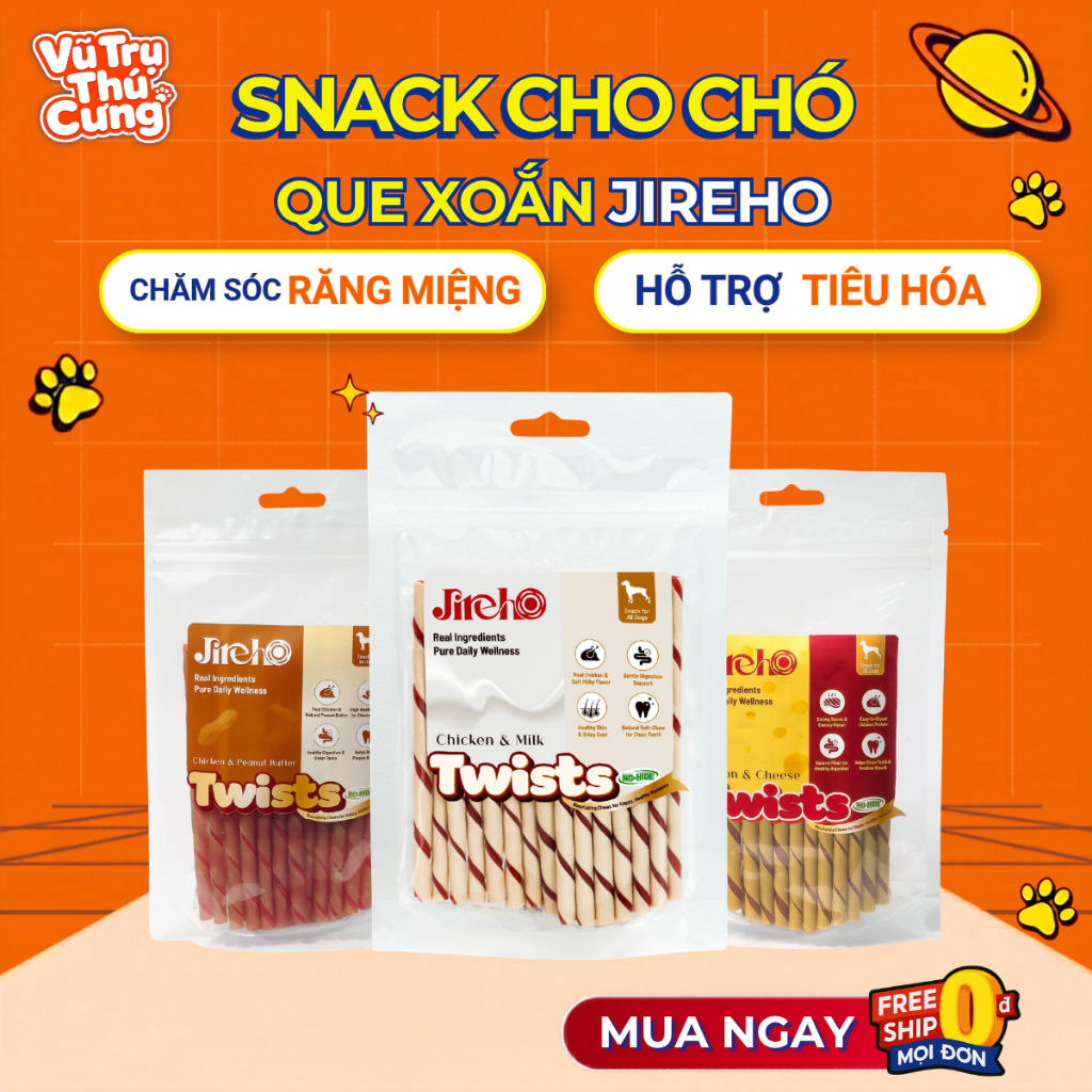 Que Gặm Cho Chó Sạch Răng Thơm Miệng, Bổ Sung Dinh Dưỡng JIREHO 110g