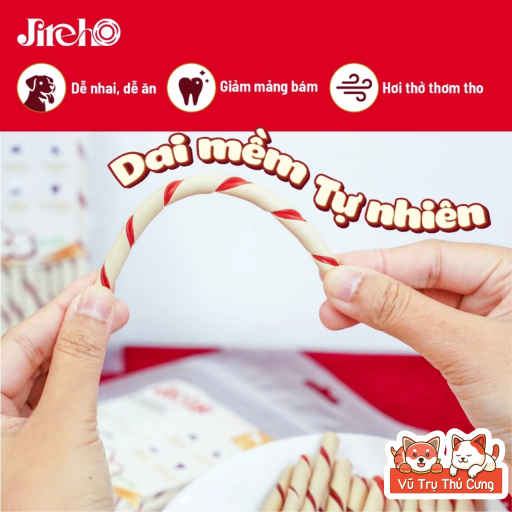 Que Gặm Cho Chó Sạch Răng Thơm Miệng, Bổ Sung Dinh Dưỡng JIREHO 110g