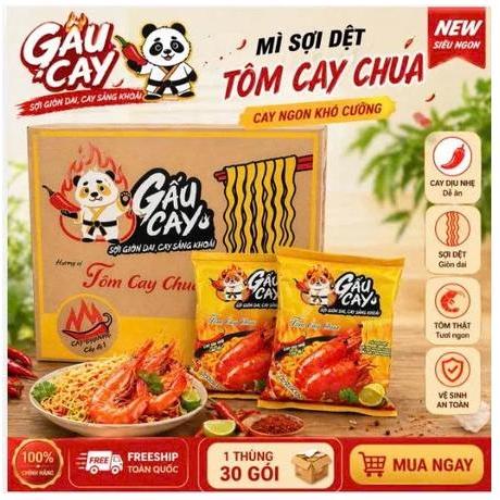 Mì Gấu Cay Tôm Chua – Vị Cay Đậm – Gói Ăn Liền – Combo Tiết Kiệm
