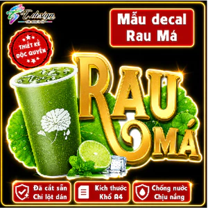 Poster decal RAU MÁ trang trí quán nước, dán tường, tủ kính,cao cấp chống nước- A4 cắt sẵn chỉ cần lột dán