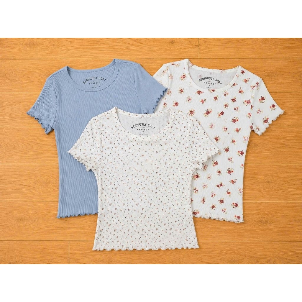 (BomoHouse) Áo thun tăm AE* babytee viền bèo bigsize dư xịn
