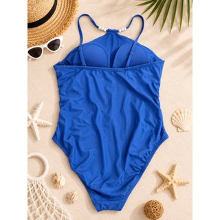 Bikini 1 mảnh, đồ bơi liền thân kín đáo, màu xanh dương phối ngọc cá tính, sẵn đệm ngực hàng VNXK