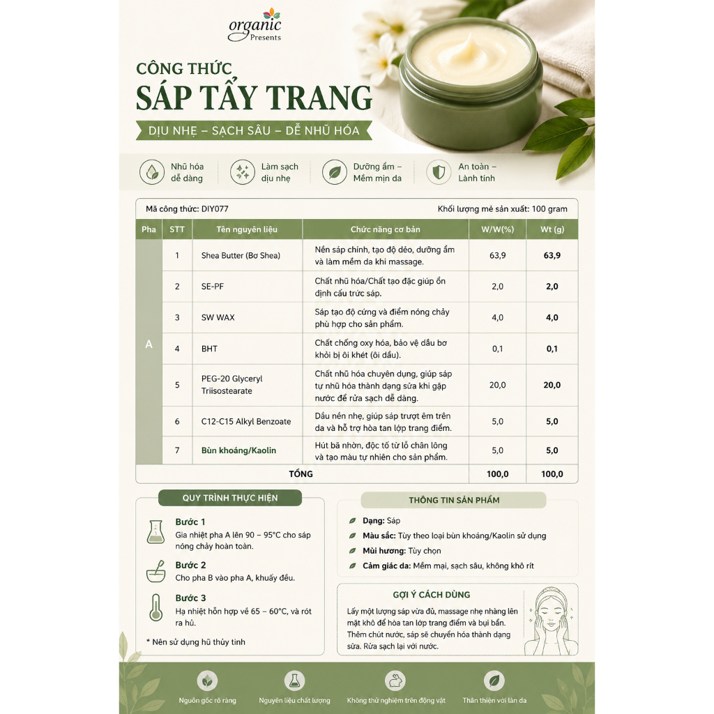 Sáp nhũ hóa Naterol SE / Neowax SE - Mã CREAM MAKER SE-PF