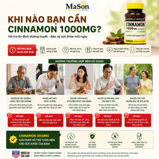 Viên uống hỗ trợ chuyển hoá đường Mason Natural Cinnamon 50 Viên