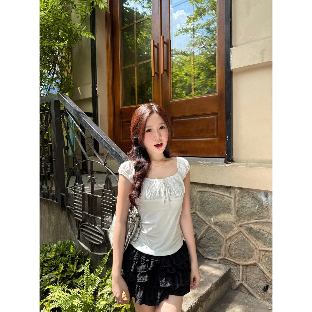 TENDRE-Deal mở bán Áo Kiểu Trễ Vai Vintage, Áo Tiểu Thư Nhẹ Nhàng Thêu Hoa Nổi Nàng Thơ Form Ôm Tôn Dáng V10