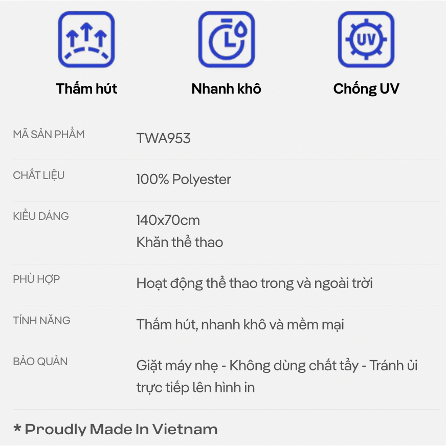[MUA 2 GIẢM 5%]Khăn thể thao đa năng ActiveDry Max mềm mại thấm hút, khăn tập gym, Tennis, Pickleball, Bơi Coolmate