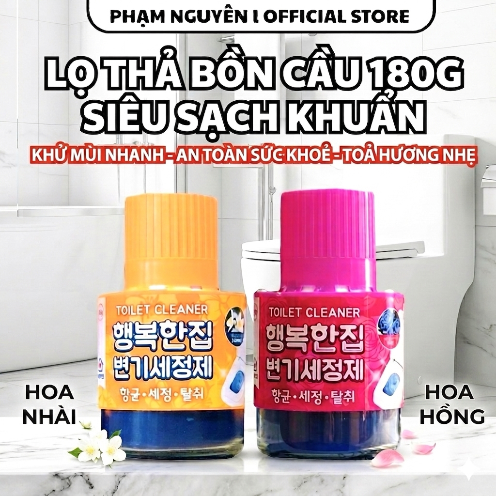 [COMBO 2] LỌ/CỐC THẢ BỒN CẦU HAENGBOKANJIP 180G - TẨY SẠCH, KHỬ MÙI TỰ ĐỘNG