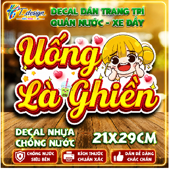 Decal Ăn Vặt chống nước trang trí dán quán trà sữa, cà phê, quán ăn, dán tường, tủ. TTQ17