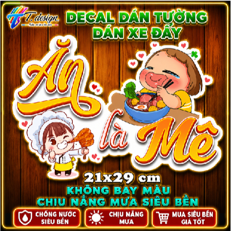 Decal Ăn Vặt chống nước trang trí dán quán trà sữa, cà phê, quán ăn, dán tường, tủ. TTQ17