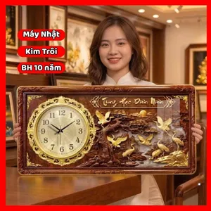 Tranh Đồng Hồ Treo Tường Phòng Khách Chiêu Tài Hút Lộc Tráng Gương Cao Cấp - Đồng Hồ Kim Trôi Siêu Bền Quà Tặng Tân Gia
