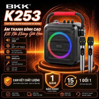 🔈Loa Bluetooth K253 Xách Tay kèm 2 mic hát Karaoke, có remote, Led RGB, điều chỉnh Bass Mic Echo...