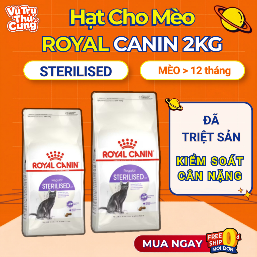 Thức Ăn Hạt Cho Mèo Royal Canin Sterilised 37, Dành Cho Mèo Triệt Sản Trưởng Thành