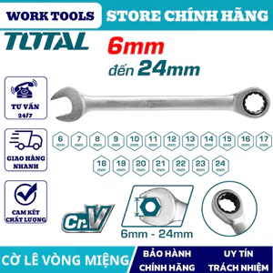 Cờ lê miệng vòng 2 chiều TOTAL, siết mở nhanh chính xác, dùng cho gara – cơ khí DNTT