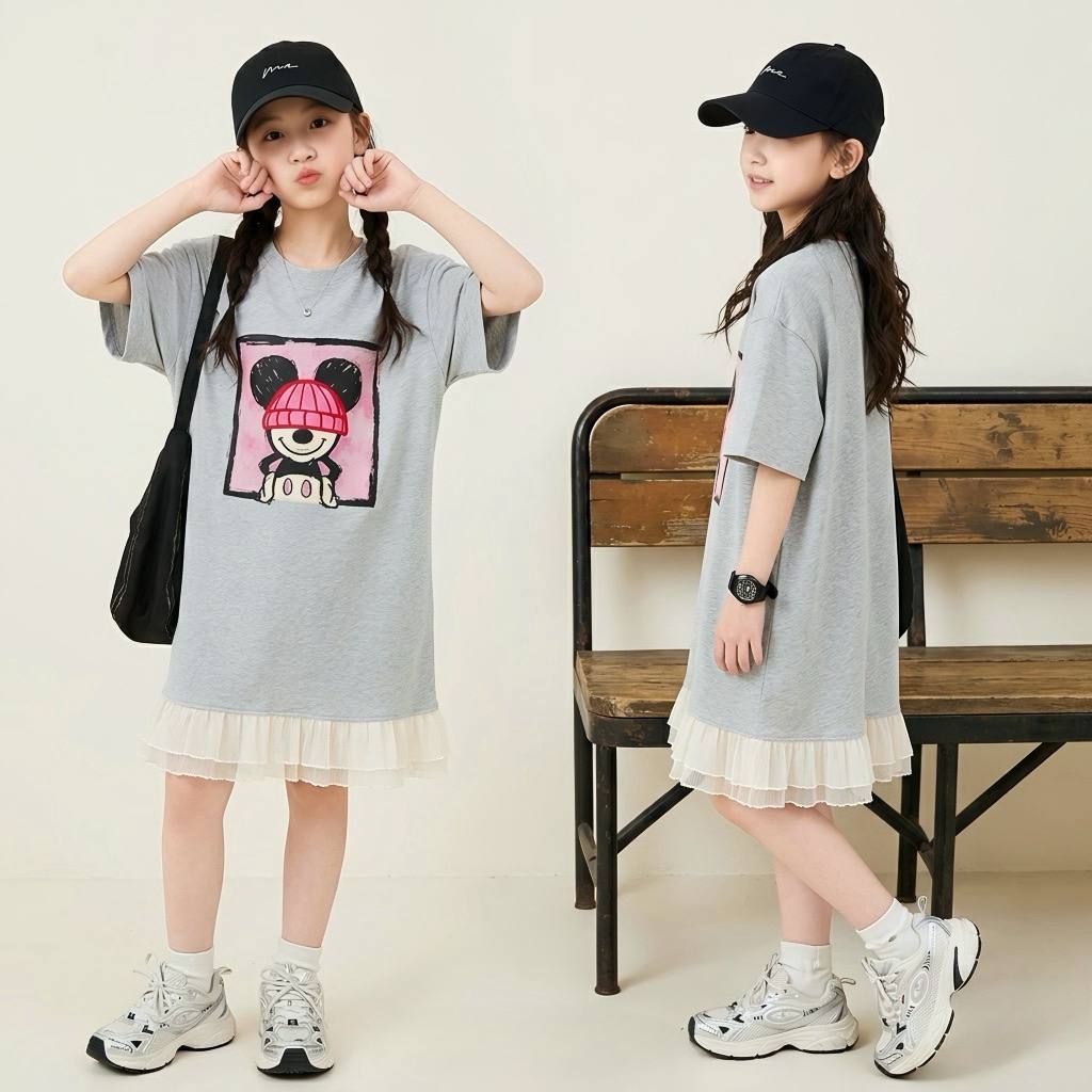 Váy mickey phối chân voan cho bé gái size đại BEESHOP H26076