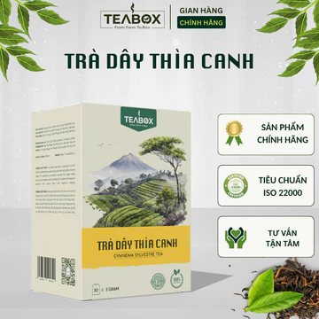 Trà Dây Thìa Canh Tốt Cho Người Tiểu Đường Giảm Đường Huyết Mỡ Máu | Hộp 30 Túi Lọc x 3g TEABOX