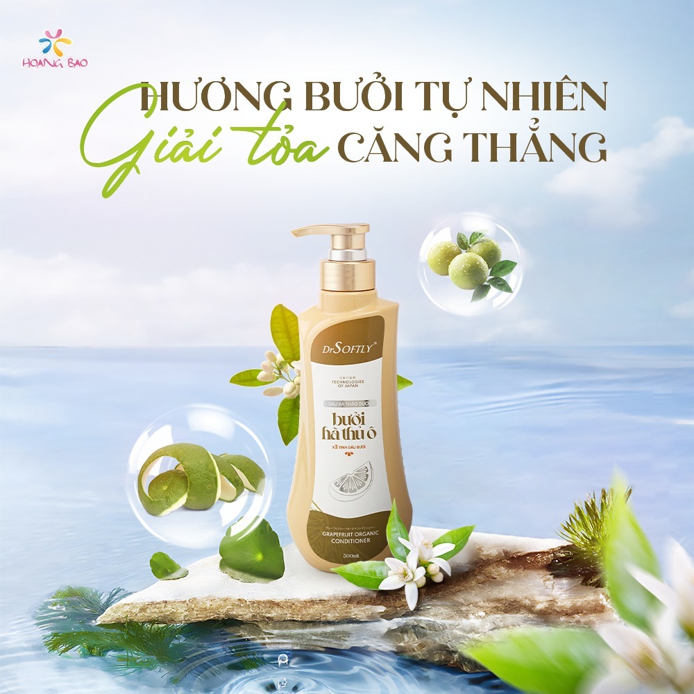Dầu gội thảo dược Bưởi Hà thủ ô DrSoftly 500ml - Kích thích mọc tóc, nuôi dưỡng tóc đen mượt
