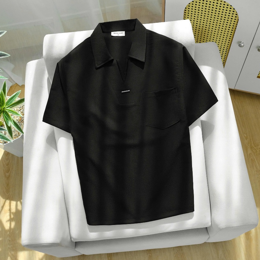 Áo Polo nam cao cấp SAVILA Cổ V Form Rộng, Chất Cotton Lạnh, Lịch Lãm, Mặc Mát Cả Ngày - SHINGHAI