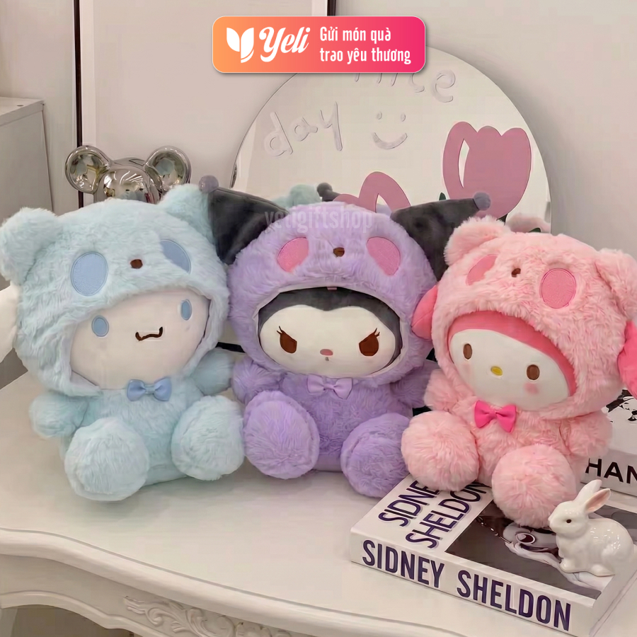 Gấu bông Cinnamoroll, Kuromi, Melody 25cm, gấu bông làm quà tặng người yêu, bé gái dễ thương xinh xắn