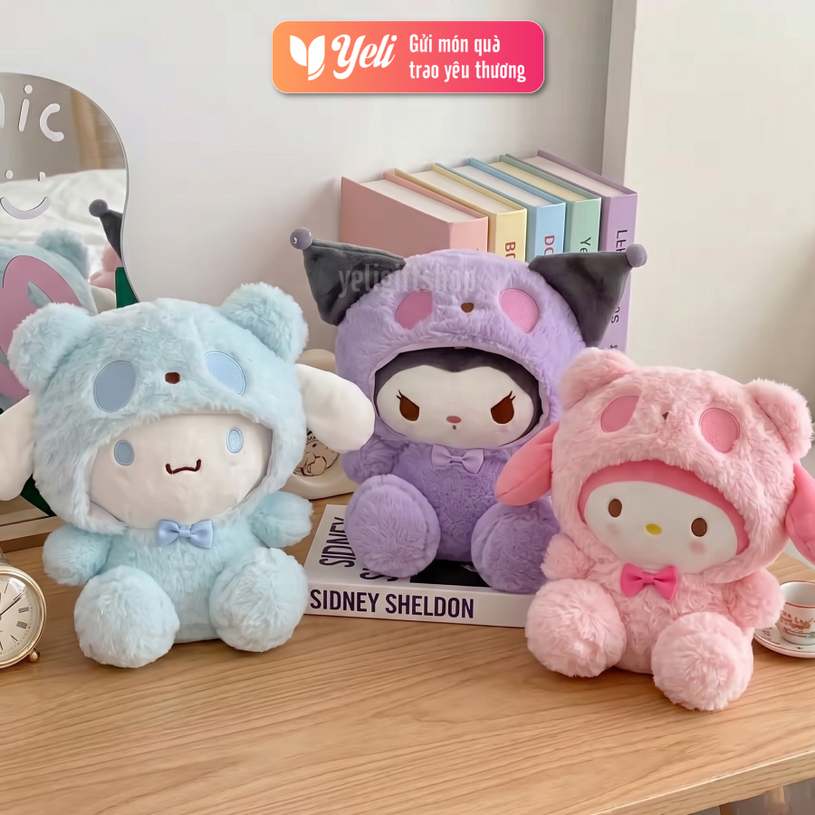 Gấu bông Cinnamoroll, Kuromi, Melody 25cm, gấu bông làm quà tặng người yêu, bé gái dễ thương xinh xắn