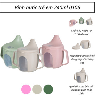 Bình nước trẻ em 240ml nhựa VIỆT NHẬT - Đầu hút chống sặc, tập cho bé uống nước 0106