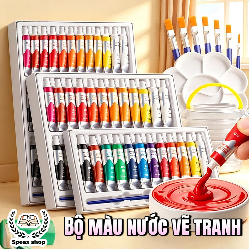 [TẶNG BẢNG PHA MÀU]Bộ Màu Nước 12/18/24/36 Màu – Màu Vẽ Tranh Nghệ Thuật Cho Học Sinh & Người Mới Bắt Đầu