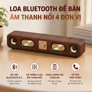 Loa Bluetooth để bàn âm thanh nổi 4 loa Bluetooth 5.0 pin 2400mAh hỗ trợ đàm thoại nghe nhạc chất lượng cao