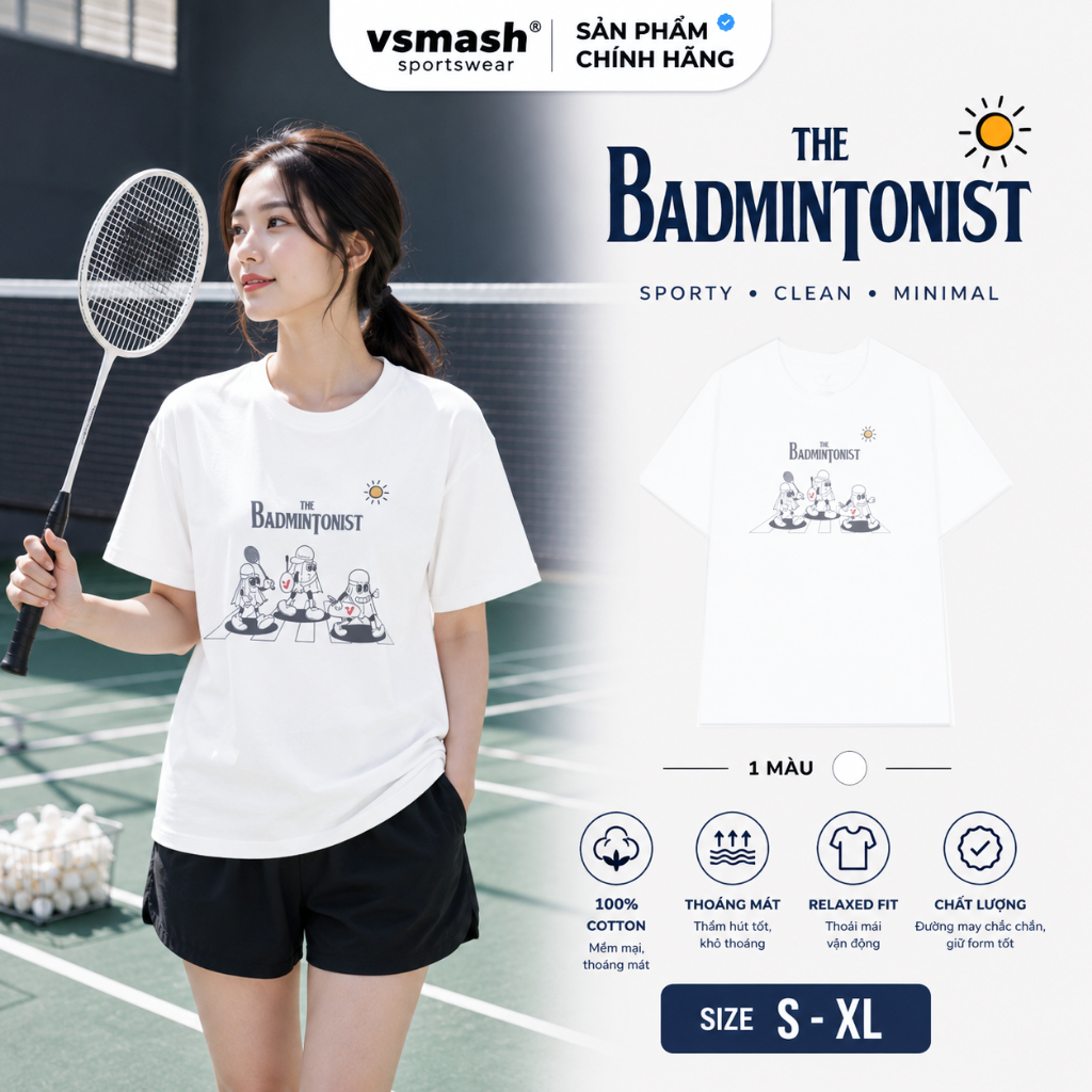 Áo thun cầu lông Vải Bông Em Bé| VSMASH VN | THE BADMINTONIST | Unisex | Sợi nhập | Mềm mịn, Thoáng mát, Thấm hút