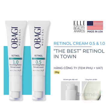 RETINOL OBAGI [1.0 - 0.5] Kem Dưỡng Obagi Retinol Giúp Giảm Lão Hóa, Giảm Mụn, Mờ Thâm 28g