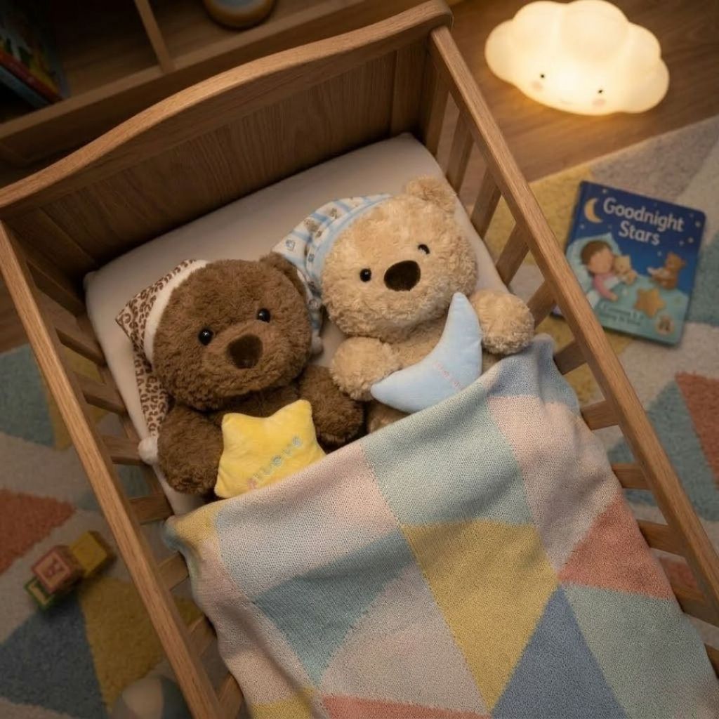 Gấu bông teddy mặc đồ ngủ ôm gối trăng, Gấu bông ôm ngủ teddy chất liệu lông cừu thân thiện làm quà tặng cho bé, bạn gái
