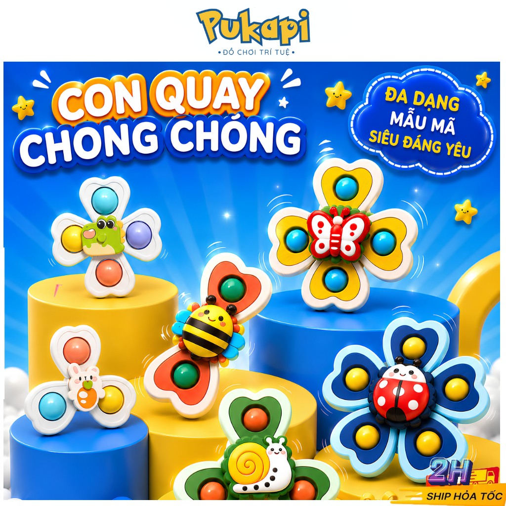 Đồ Chơi Con Quay Spinner Hình Côn Trùng Ốc Sên Con Bướm Con Ong Đầy Màu Sắc Vui Nhộn Cho Bé  - Đồ Chơi Cho Bé PUKAPI