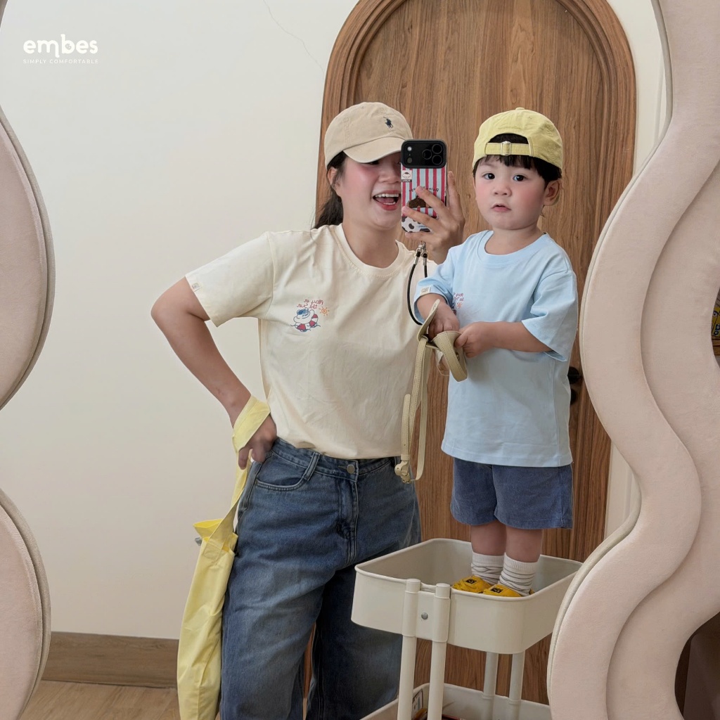Áo Phông Cho Bé "Embes Summer Day", Áo Cộc Tay In Họa Tiết Chất Cotton Mềm Cho Bé Size Từ 8-17Kg