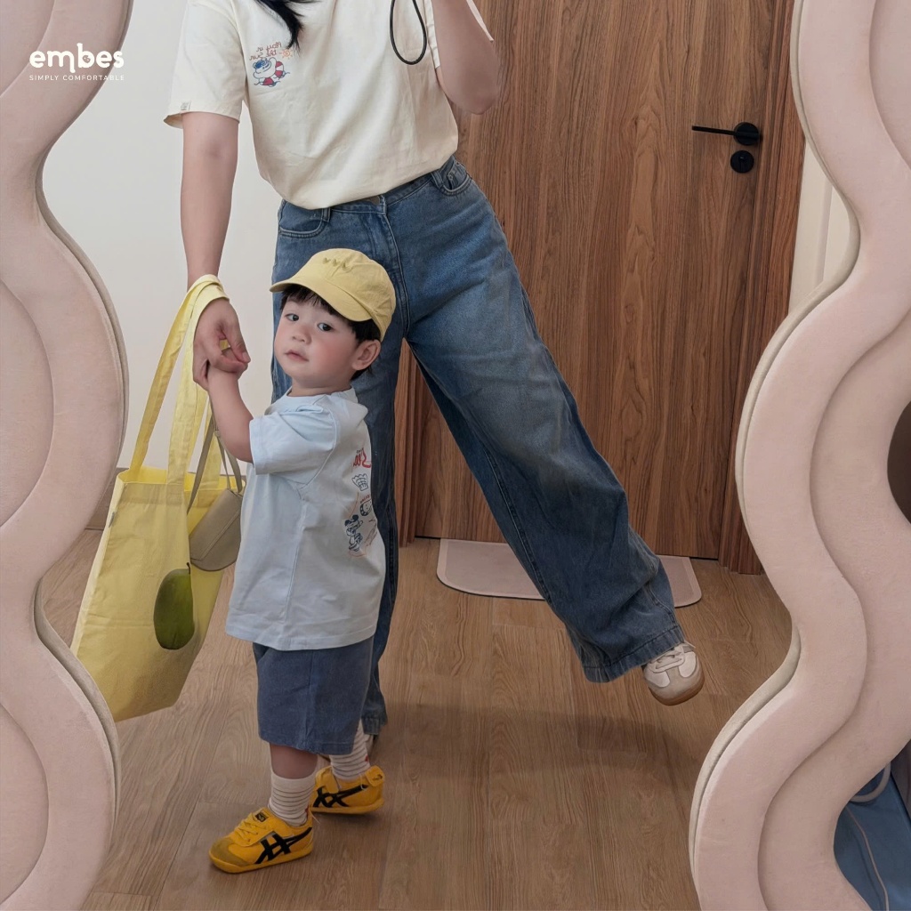 Áo Phông Cho Bé "Embes Summer Day", Áo Cộc Tay In Họa Tiết Chất Cotton Mềm Cho Bé Size Từ 8-17Kg