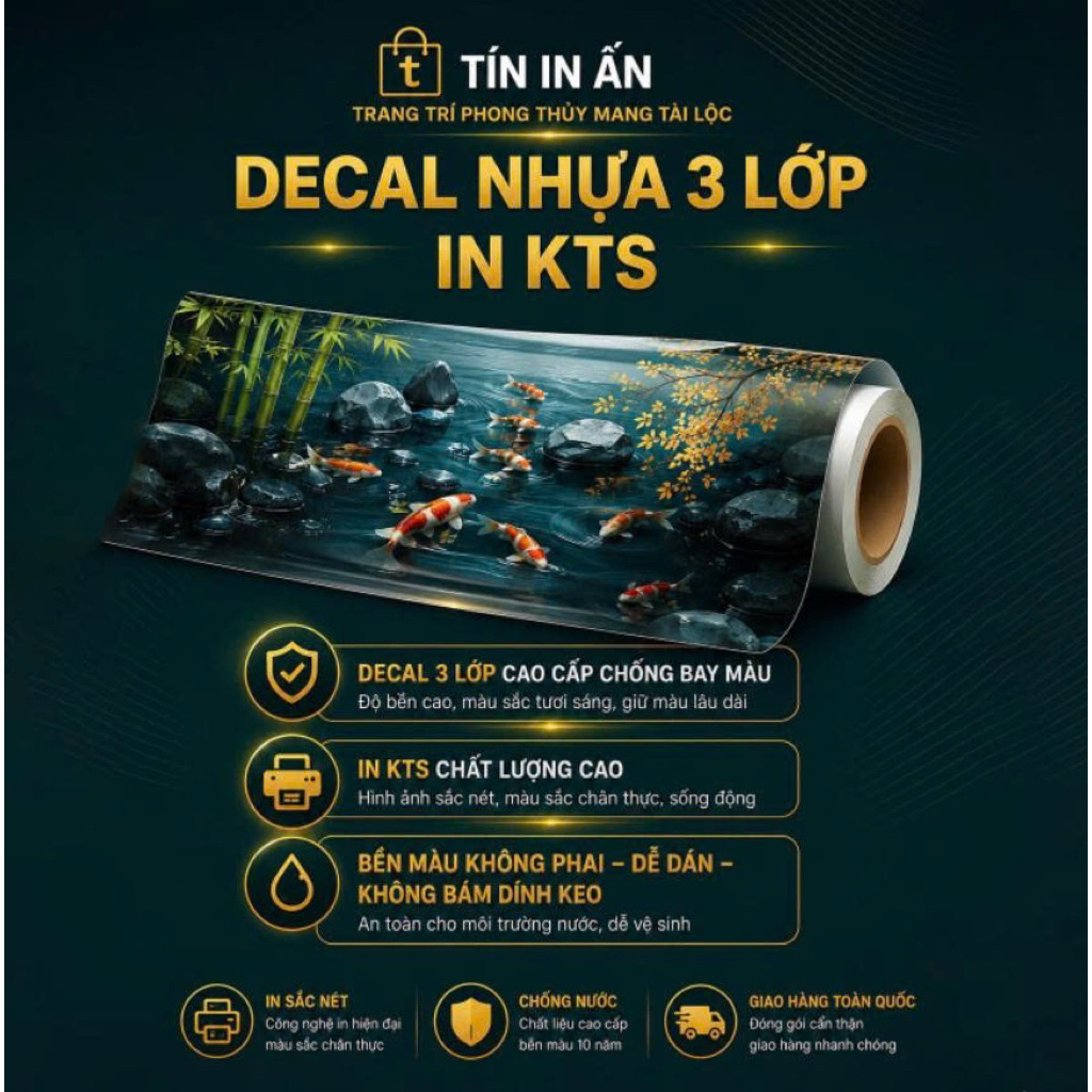 Decal tranh dán hồ cá 3D Kho In Ấn HC10 chống nước, In KTS dán dễ, gỡ dễ, có keo sẵn, nhiều kích cỡ