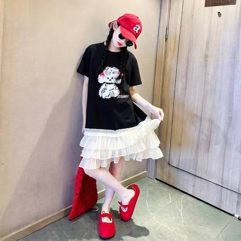Váy in cún phối chân voan cho bé gái size đại BEESHOP H26079