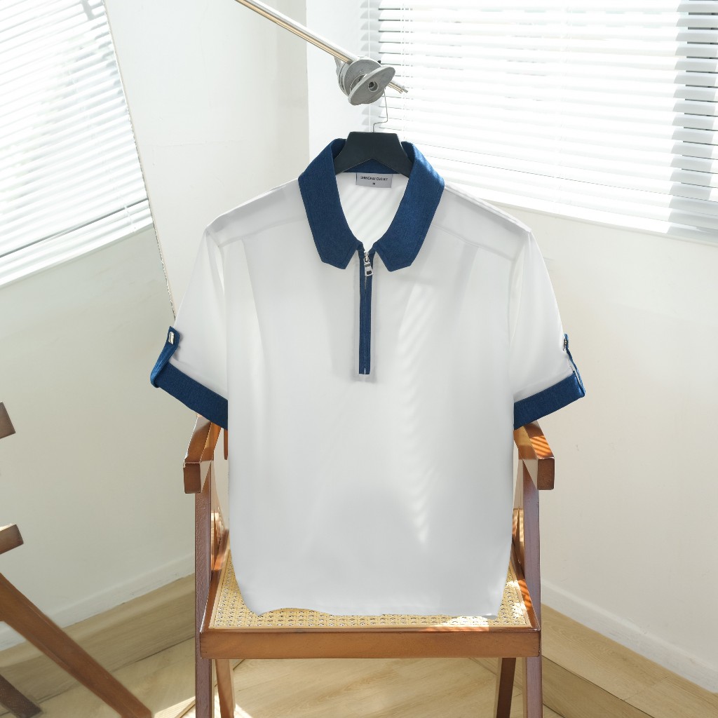 Áo Polo nam cao cấp PHỐI JEANS Chất Liệu Cotton Lạnh, RegularFit Hàn Quốc, tôn dáng - SHINGHAI
