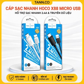 Cáp Sạc Micro USB Hoco X88 - Sạc Nhanh 2.4A - Dây Nhựa PVC Siêu Bền, Chống Rối - Dài 1m