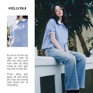 [KELLYBUI] Sơ mi cổ sen nền nã, thanh lịch, phong cách thời trang nữ hiện đại, trẻ trung