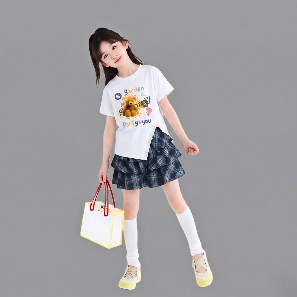 Áo xẻ tà in gấu cho bé gái size đại BEESHOP H26080