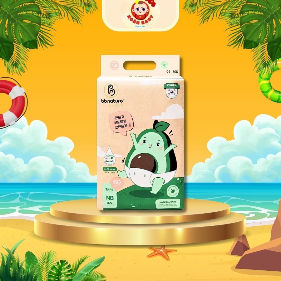 Tã Bỉm Quần Dán BB Nature Hàn Quốc, Mềm Mại, Mỏng Nhẹ Đủ Size Cho Bé Từ 6-25Kg