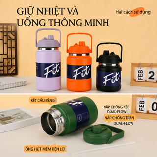 BÌNH GIỮ NHIỆT FIT INOX 316 CAO CẤP 1500ML/2000ML/2500ML / Có Ống Hút , Miệng Rộng, Giữ Nhiệt 12-24H